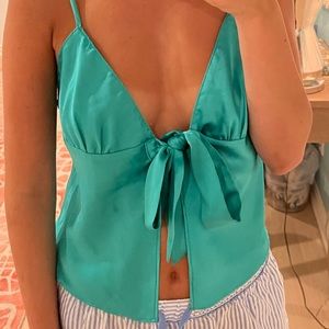 Turquoise Silk Top